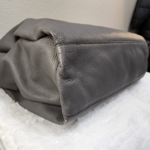 Henri Bendel The Influencer Tote Gray and Pink Leather Suede Striped Acc… - Picture 15 of 17